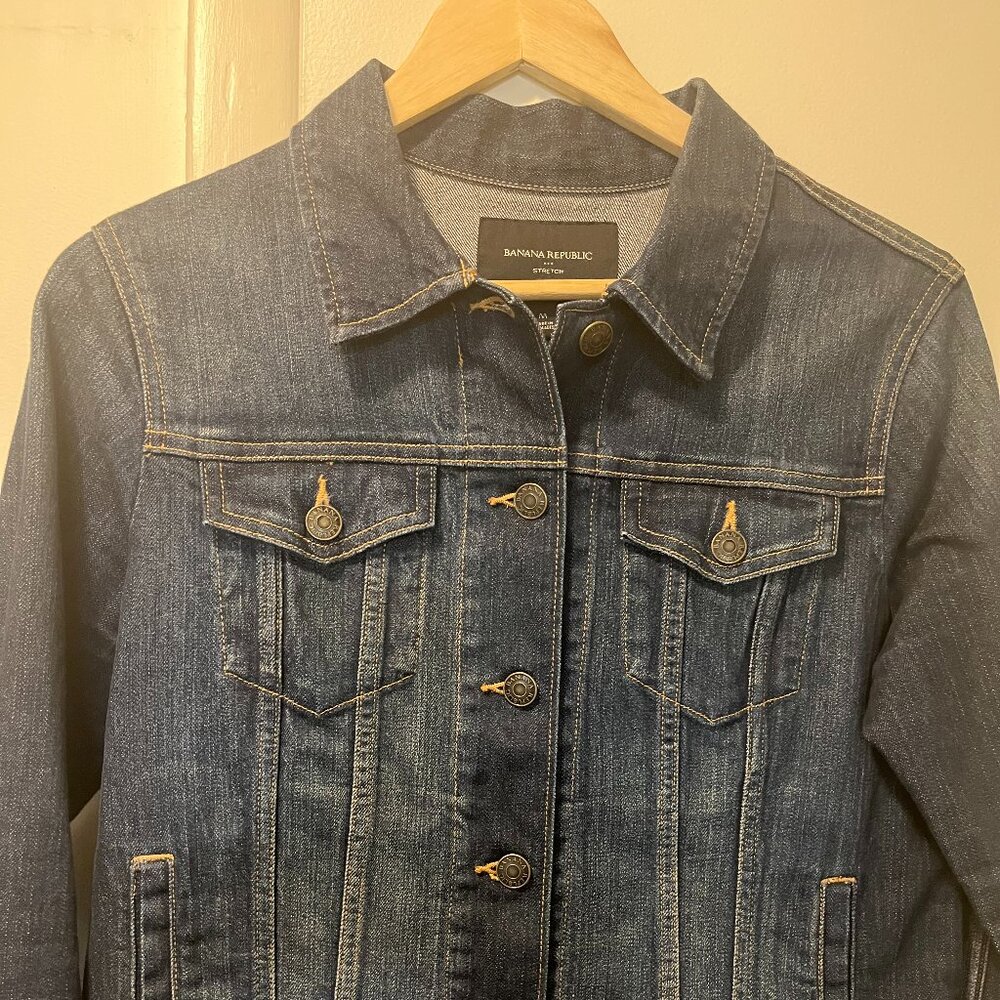 Banana Republic Womens Dark Wash Denim Stretch Jean Jacket Medium